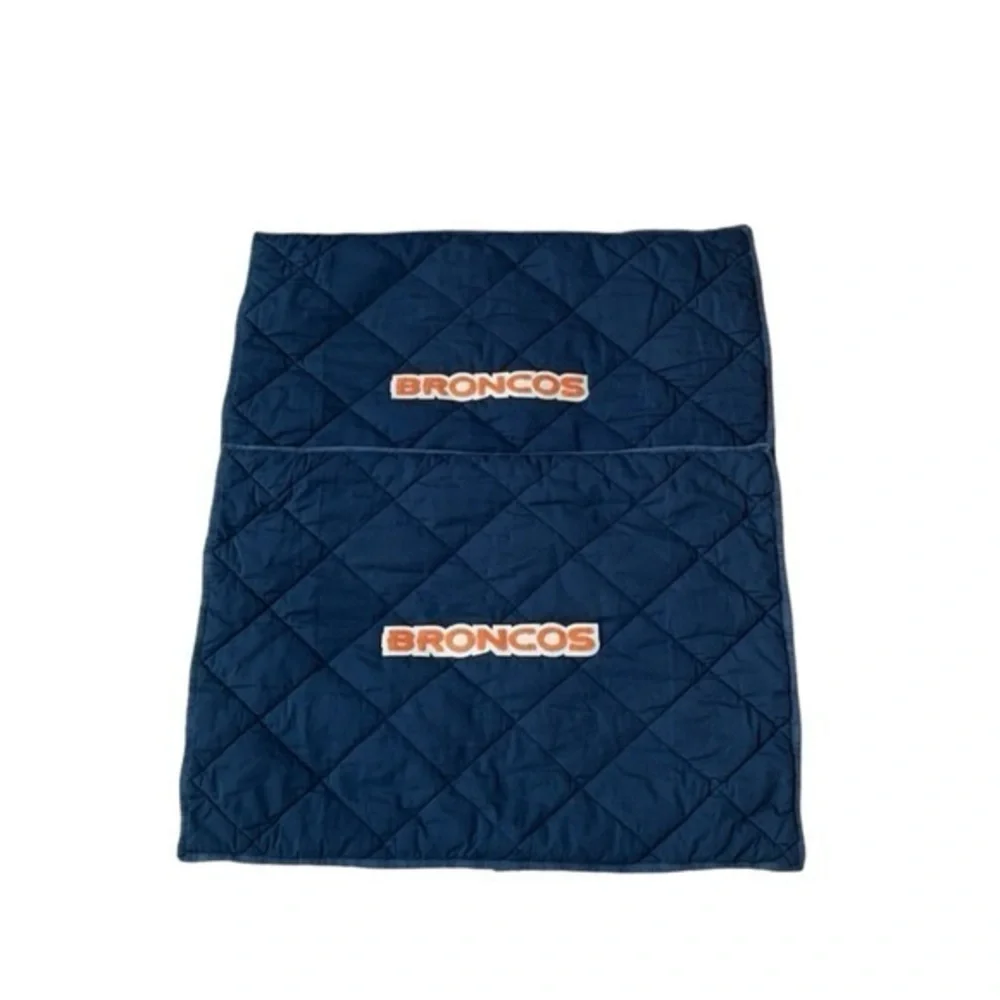 2 x Pottery Barn Teen Broncos NFL Navy Blue Standard Pillow Shams